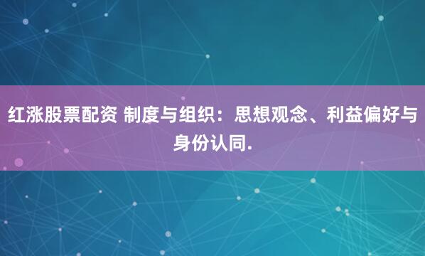 红涨股票配资 制度与组织：思想观念、利益偏好与身份认同.